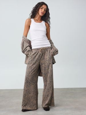 מכנסיים ארוכים בגזרה רחבה פרנץ’ טרי LEOPARD