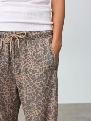 מכנסיים ארוכים בגזרה רחבה פרנץ’ טרי LEOPARD