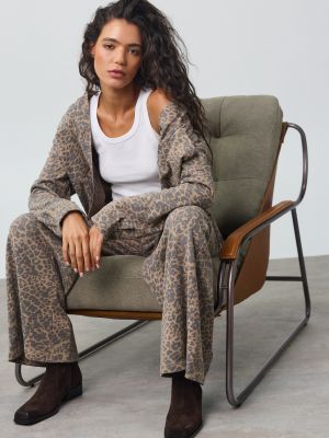 מכנסיים ארוכים בגזרה רחבה פרנץ’ טרי LEOPARD