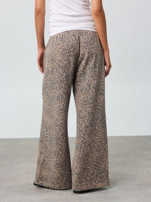 מכנסיים ארוכים בגזרה רחבה פרנץ’ טרי LEOPARD