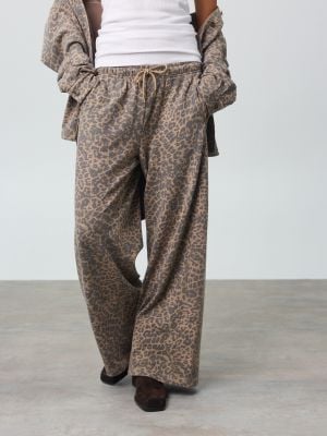 מכנסיים ארוכים בגזרה רחבה פרנץ’ טרי LEOPARD