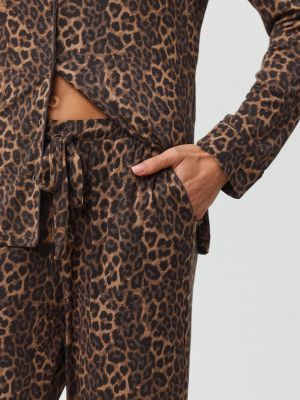 סט פיג’מה מכופתרת ארוכה דקה LEOPARD