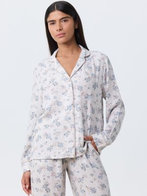 סט פיג’מה מכופתרת פלנל FLORAL