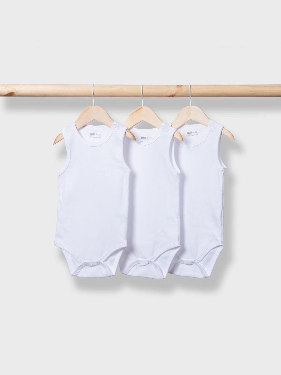 מארז 3 בגדי גוף ללא שרוולים BASIC COTTON