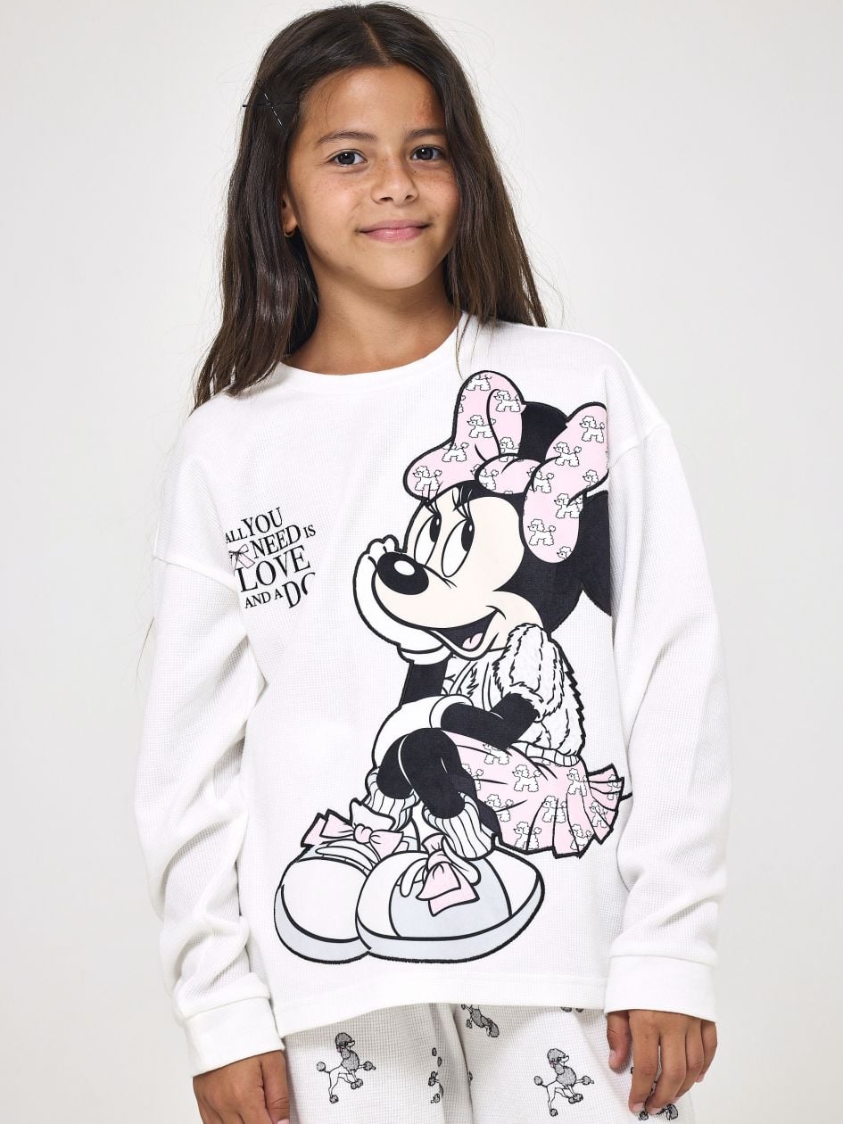סט פיג’מה ארוכה וופל MINNIE & POODLE