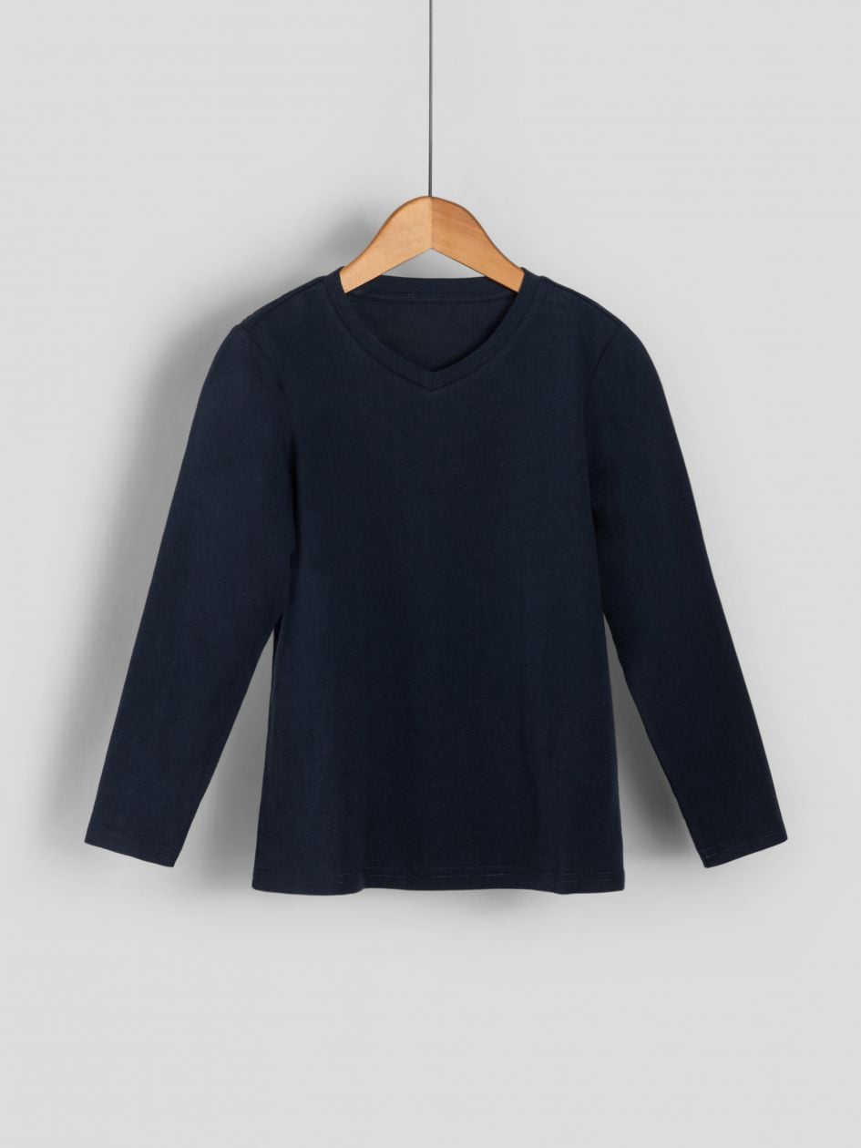 חולצה ארוכה צווארון וי לבנים