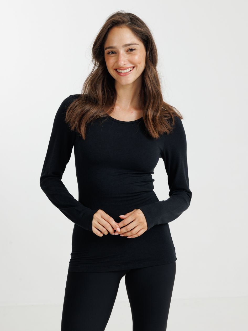 חולצה תרמית אנטי בקטריאלית צווארון עגול  - SLIM FIT