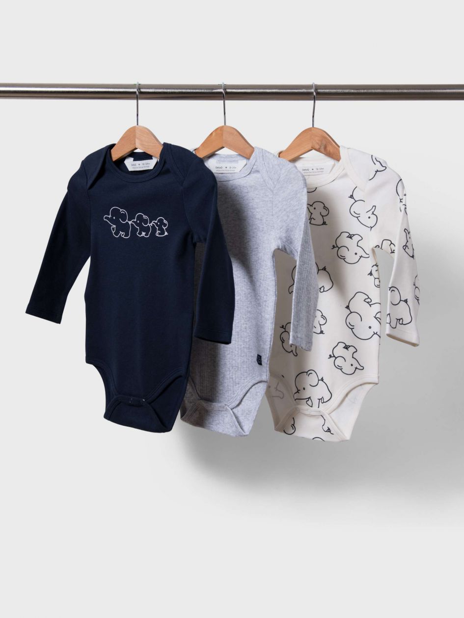 מארז 3 בגדי גוף ארוכים דקים ריב