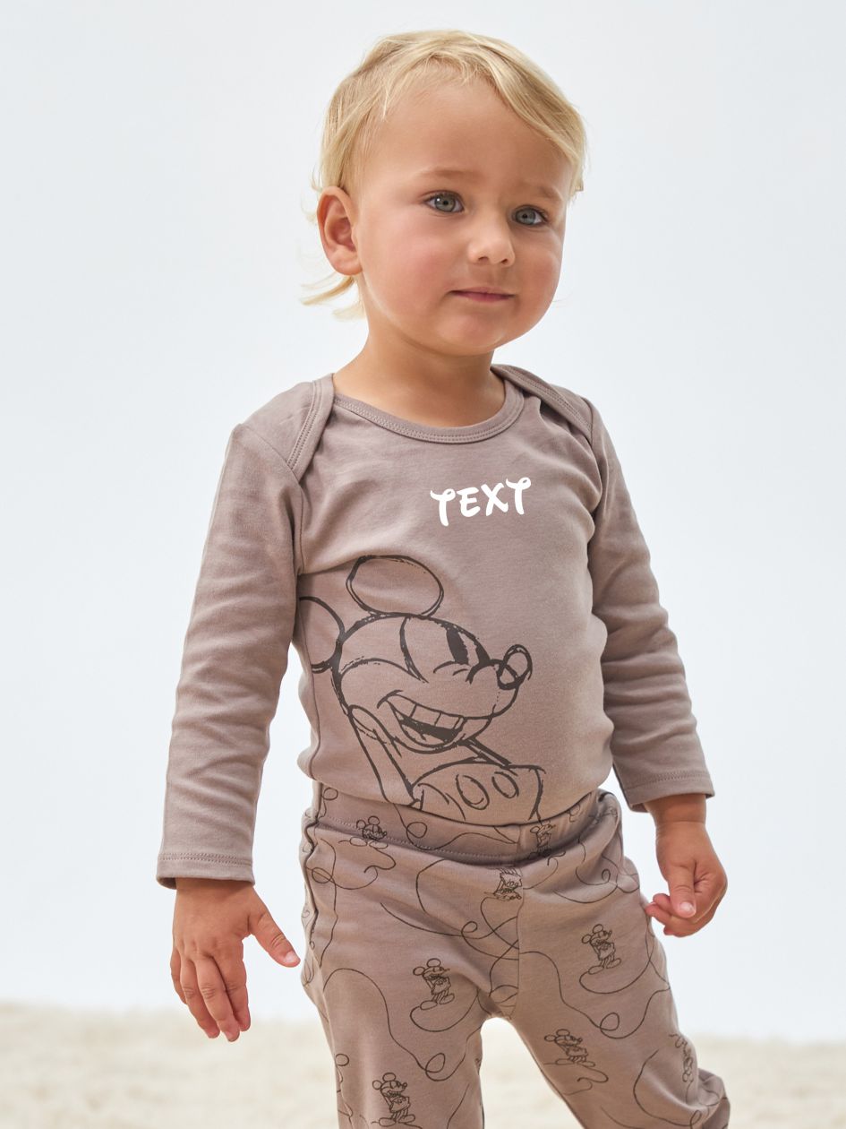 סט פיג’מה ארוכה עם כיתוב אישי MICKEY