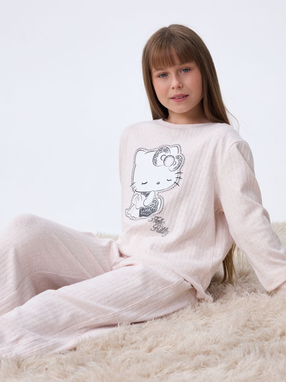 סט פיג’מה ארוכה ריב HELLO KITTY