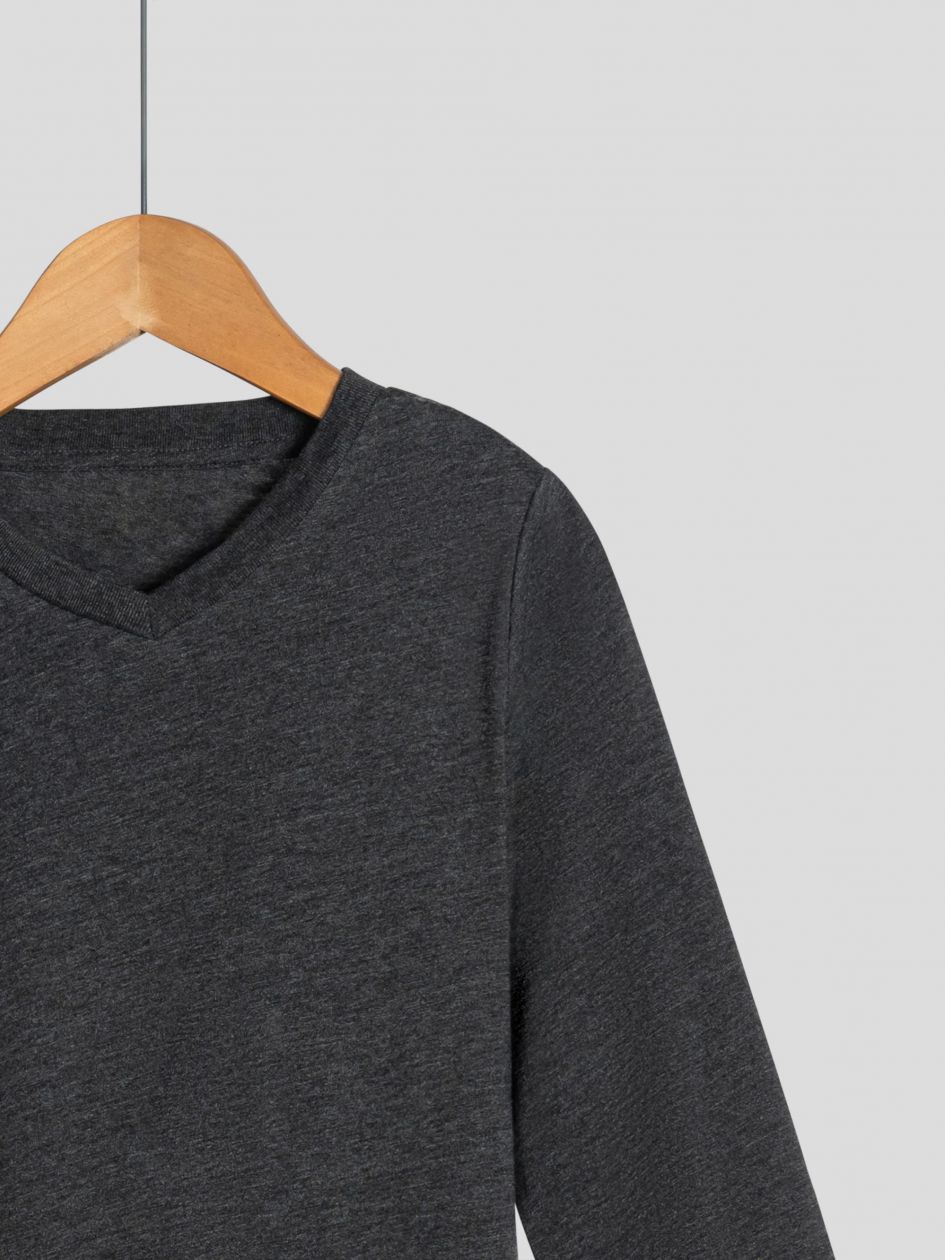 חולצה ארוכה צווארון וי לבנים