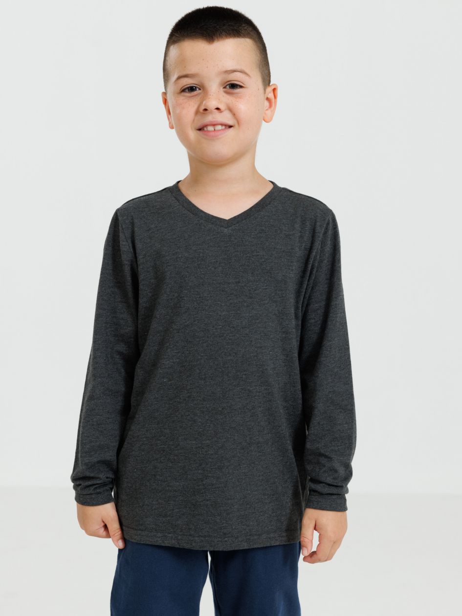 חולצה ארוכה צווארון וי לבנים