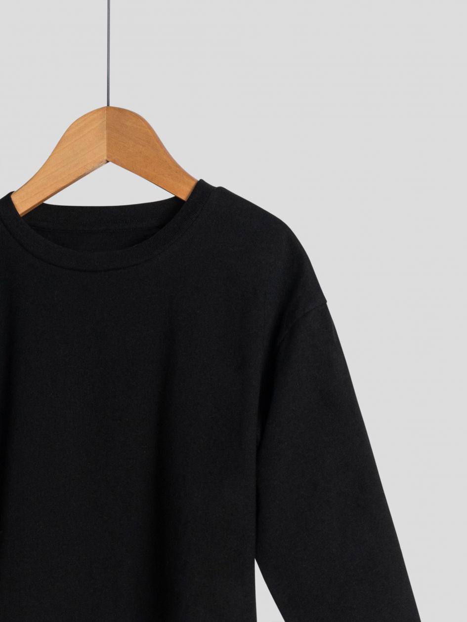 חולצת קרופ ארוכה צווארון עגול