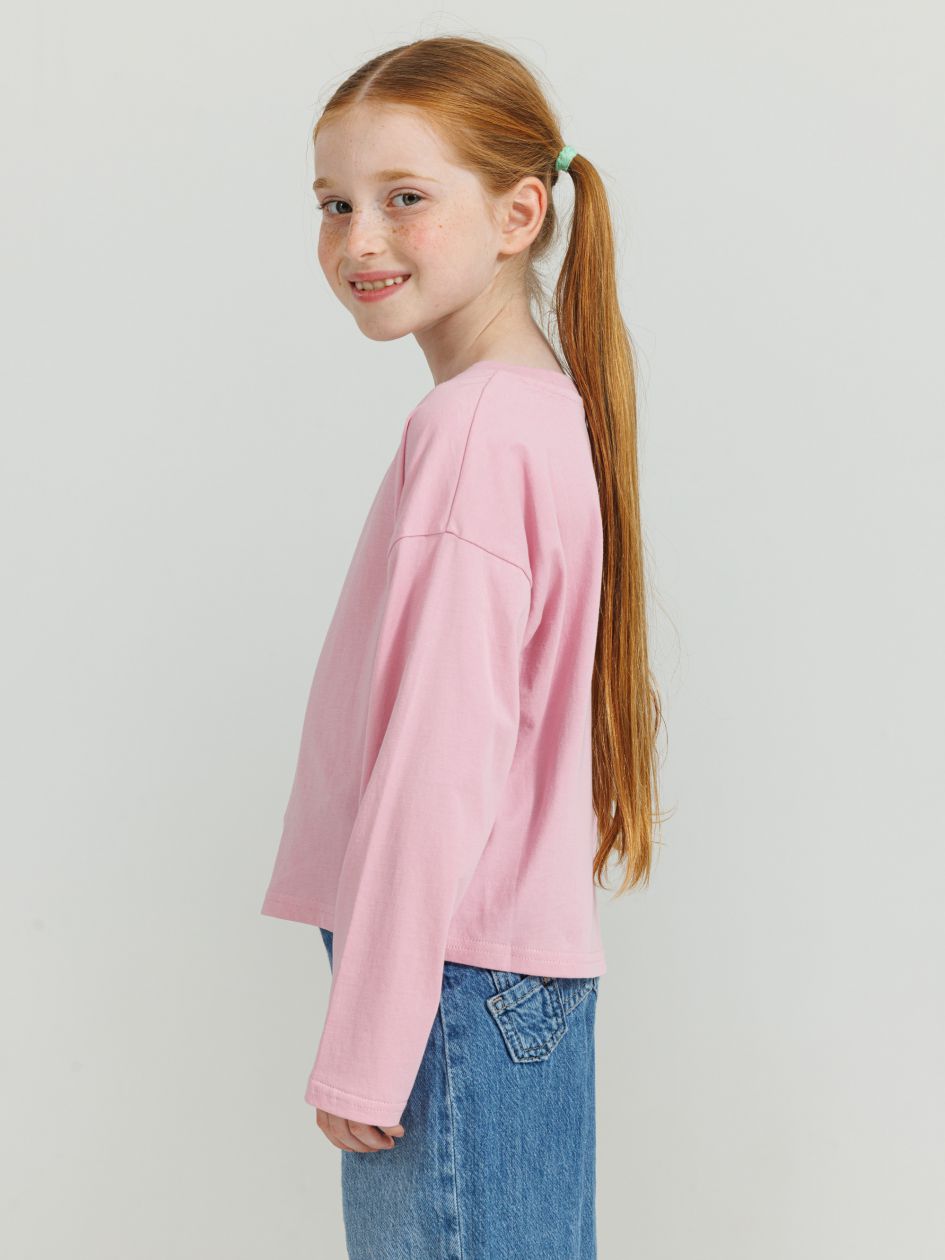 חולצת קרופ ארוכה צווארון עגול