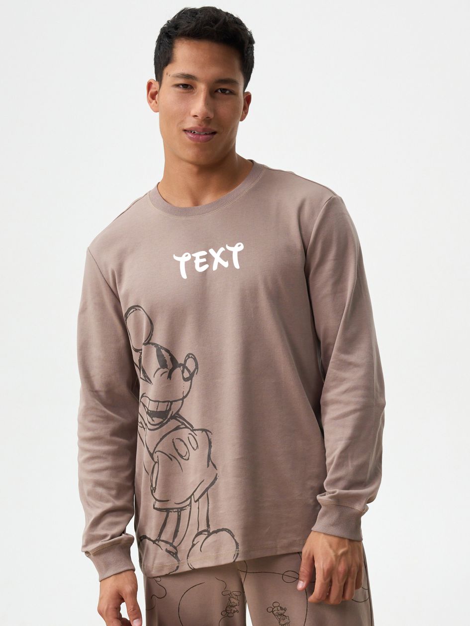 סט פיג’מה ארוכה דקה עם כיתוב אישי MICKEY