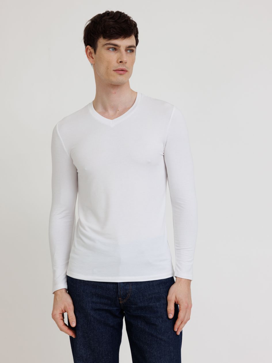 חולצה תרמית צווארון וי - SLIM FIT