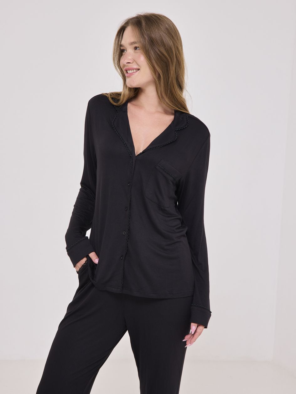 סט פיג’מה מכופתרת דקה