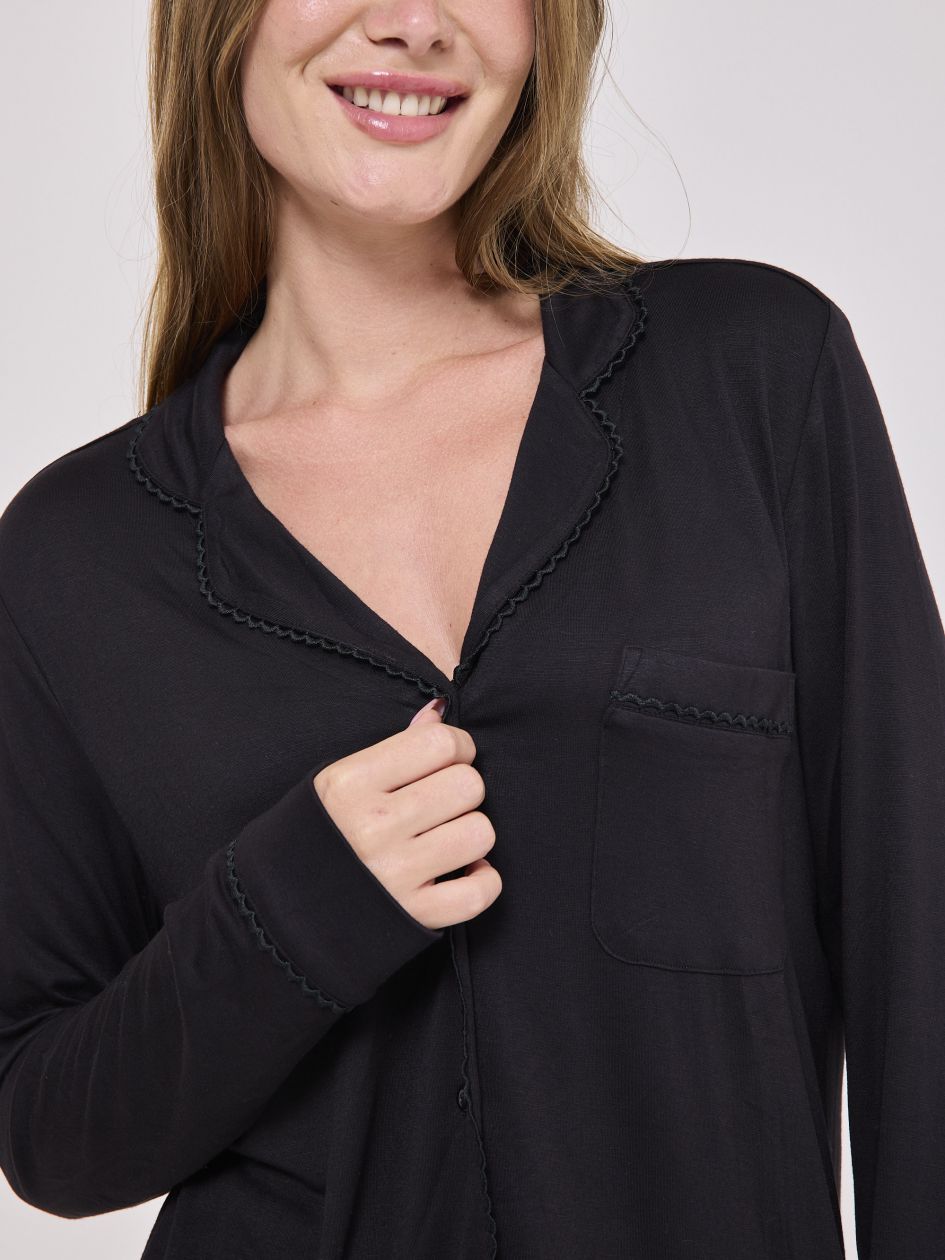 סט פיג’מה מכופתרת דקה