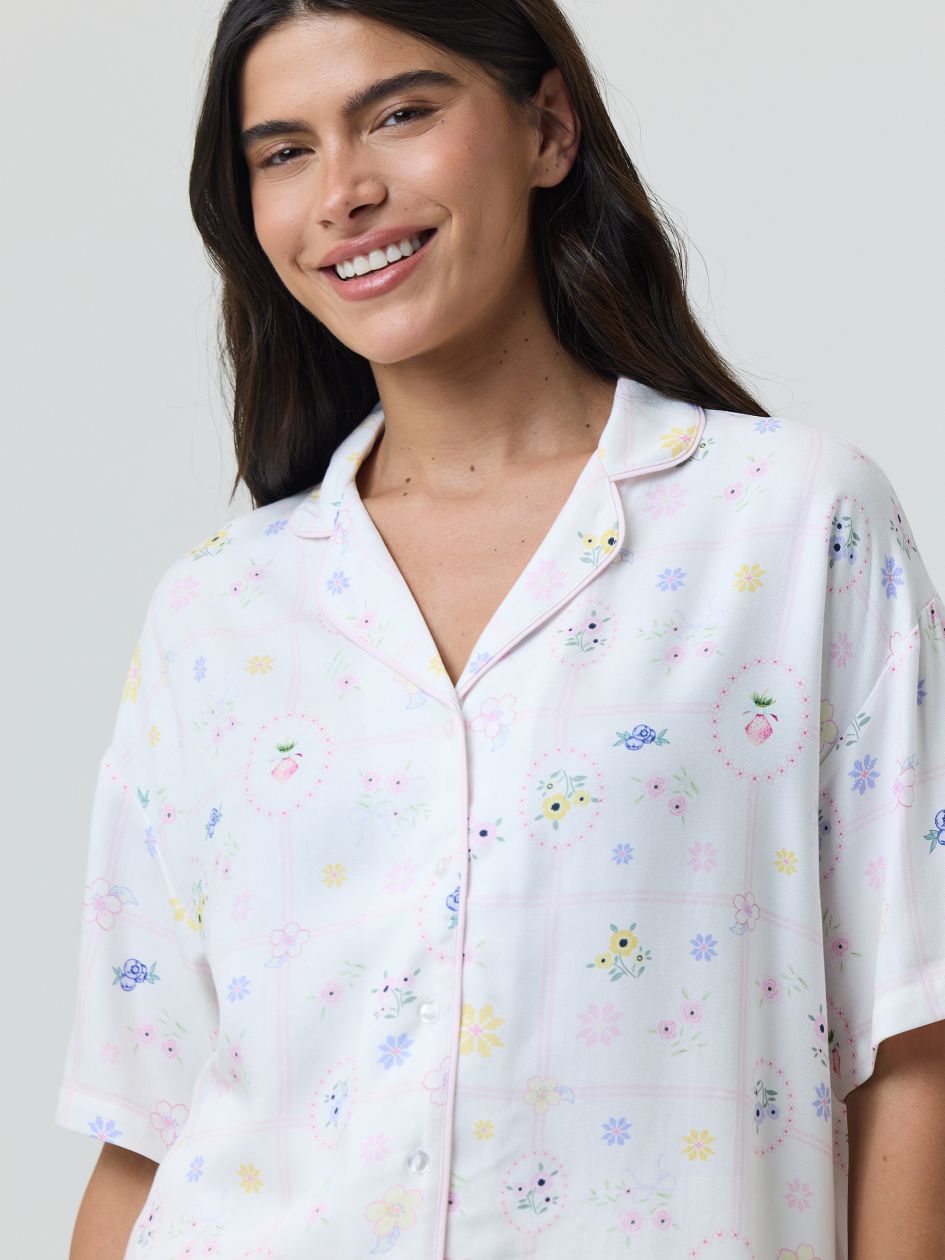 סט פיג’מה מכופתרת FLORAL