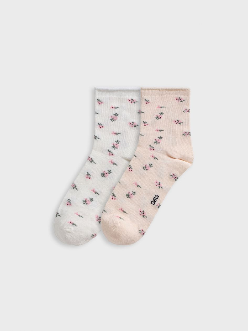 מארז 2 גרביים באורך רבע FLOWERS