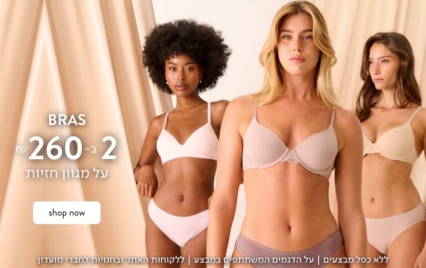 חזיות 2 ב-260 ש"ח על מגוון חזיות + כפתור  רכישה