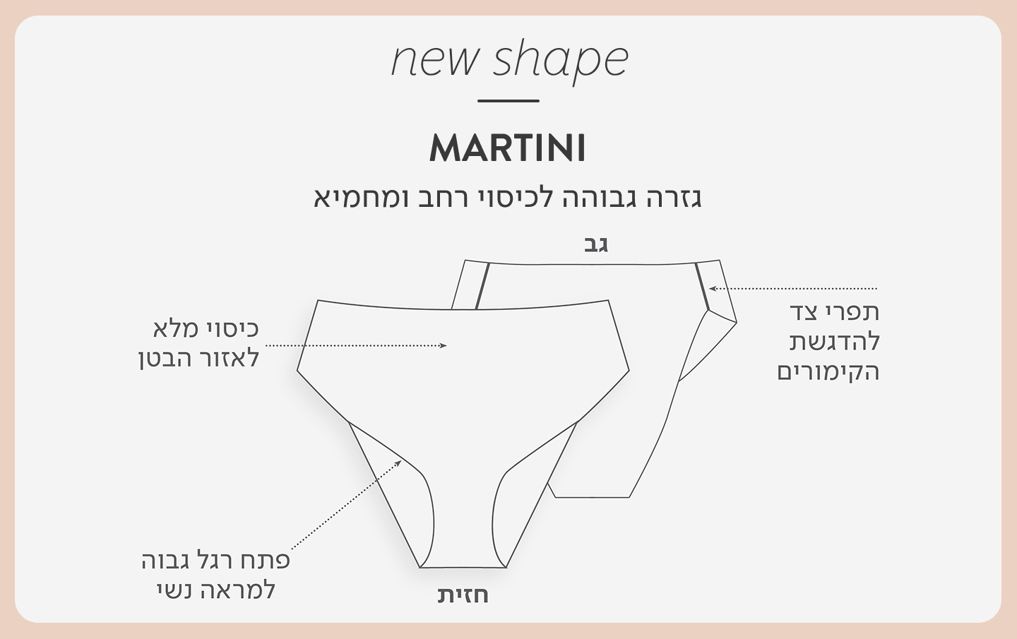 באנר אינפורמטיבי, תחתון בגזרה חדשה מרטיני גזרה גבוהה לכיסוי רחב ומחמיא