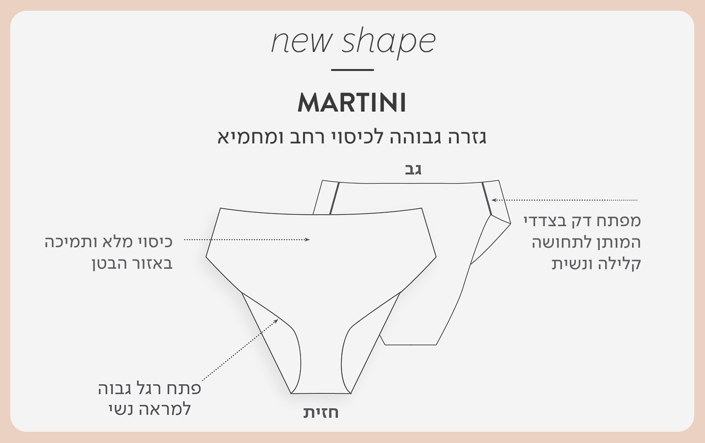 באנר אינפורמטיבי, תחתון בגזרה חדשה מרטיני גזרה גבוהה לכיסוי רחב ומחמיא
